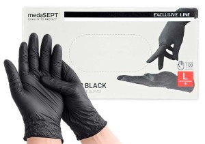 medaSEPT - Rękawice nitrylowe czarne, 100 sztuk - L