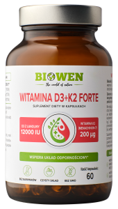 BIOWEN Witamina D3+K2 Forte 12.000iu - 60 kapsułek