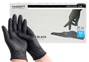 medaSEPT - Rękawice nitrylowe czarne, 100 sztuk - M