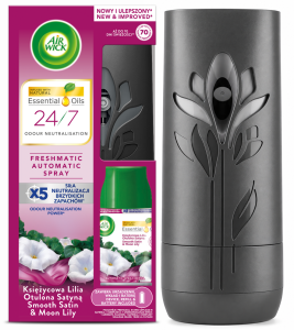 AIR WICK Freshmatic - Urządzenie SZARE + Księżycowa lilia otulona satyną 250 ml