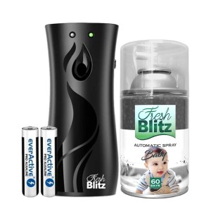 Fresh Blitz BASIC BLACK + wkład Baby 260 ml zestaw automatyczny odświeżacz powietrza