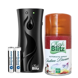 Fresh Blitz BASIC BLACK + wkład Indian Dream 260 ml zestaw automatyczny odświeżacz powietrza