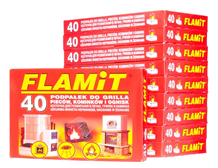 FLAMiT biała podpałka w kostce, zestaw 10 opakowań po 40 kostek