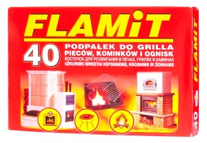 FLAMiT Podpałka w kostce, biała do grilla, pieca, kominka i ognisk  - 40 kostek