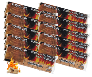 Podpałka ekologiczna do grilla i kominka, szara 80 kostek x 10