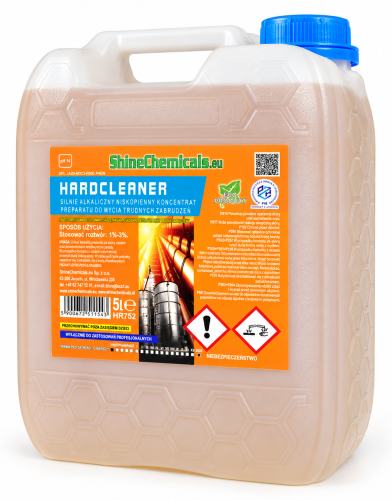 ShineChemicals HardCleaner 5 l, kanister z pomarańczową etykietą i niebieską nakrętką