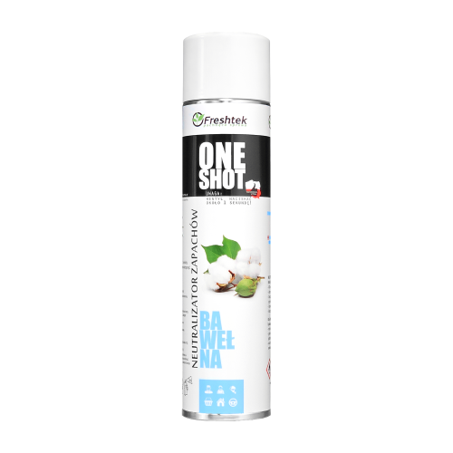 Freshtek ONE SHOT Bawełna 600 ml, neutralizator zapachów w aerozolu, puszka