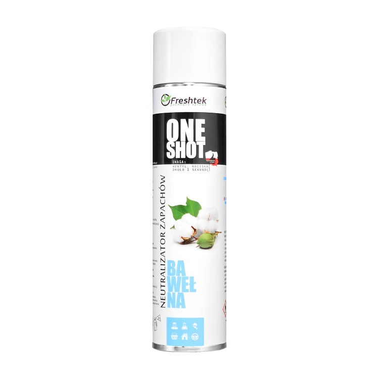 Freshtek ONE SHOT Bawełna 600 ml, neutralizator zapachów w aerozolu, puszka