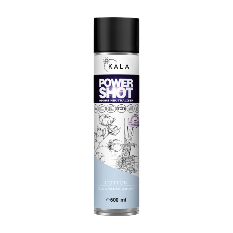 Kala Power Shot Cotton 600 ml, neutralizator zapachów w aerozolu, puszka