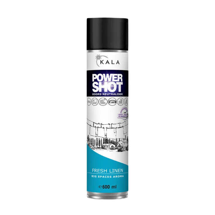 Kala Power Shot Fresh Linen 600 ml, neutralizator zapachów w aerozolu, puszka