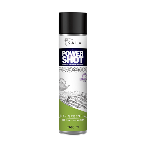 Kala Power Shot Pear Green Tea 600 ml, neutralizator zapachów w aerozolu, puszka