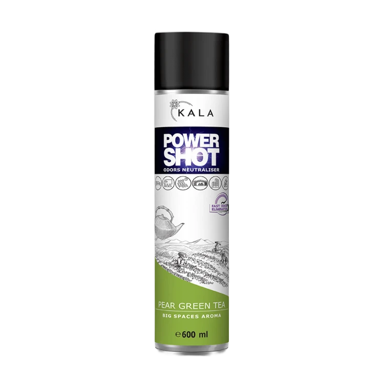 Kala Power Shot Pear Green Tea 600 ml, neutralizator zapachów w aerozolu, puszka