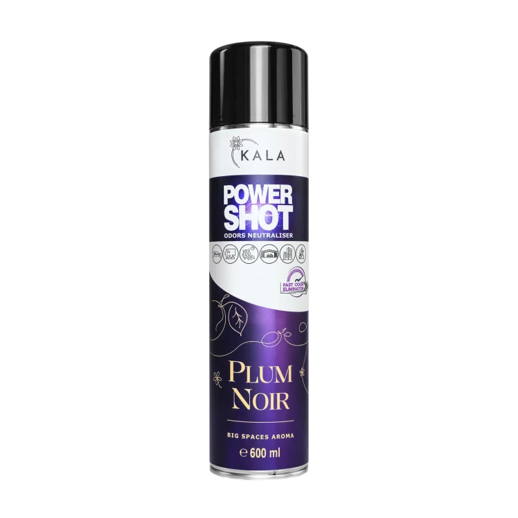 Kala Power Shot Plum Noir 600 ml, neutralizator zapachów w aerozolu, puszka