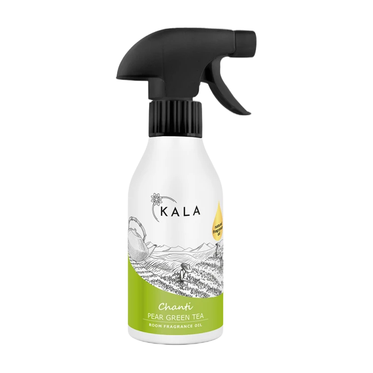 Kala Chanti Pear Green Tea 250 ml, olejek zapachowy w sprayu, butelka z rozpylaczem