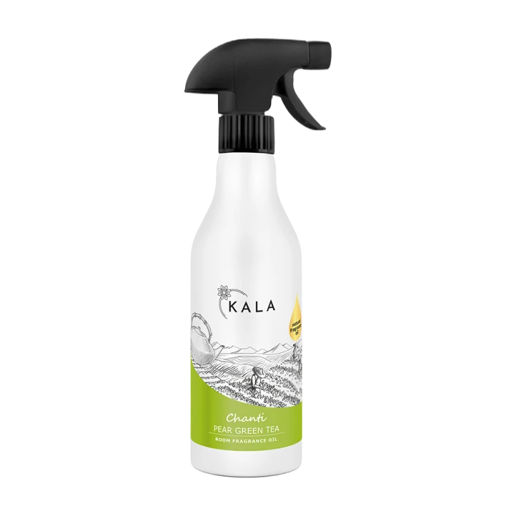 Kala Chanti Pear Green Tea 500 ml, olejek zapachowy w sprayu, butelka z rozpylaczem