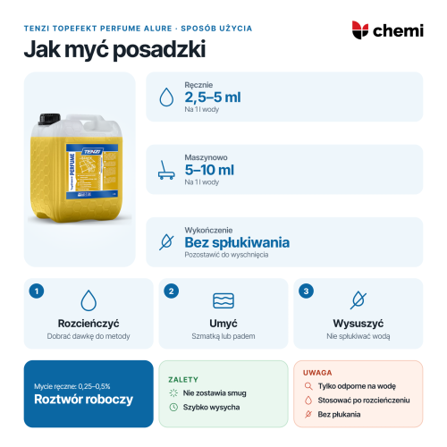 Tenzi TopEfekt Perfume Alure 10 l: Tenzi TopEfekt Perfume Alure: rozcieńczenie do mycia ręcznego i maszynowego, bez spłukiwania