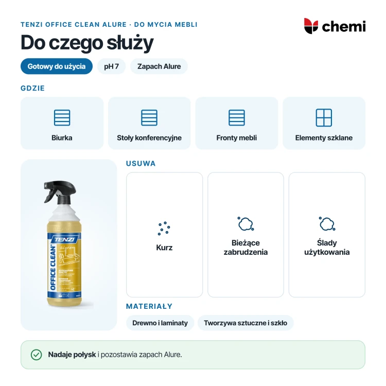 Tenzi Office Clean Alure 1 l: meble i wyposażenie biurowe, drewno, laminaty, plastik i szkło