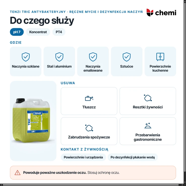 Tenzi Tric Antybakteryjny 5 l: naczynia, tłuszcz i zabrudzenia spożywcze