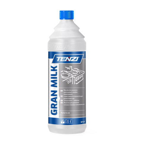 Tenzi Gran Milk 1 l, biała butelka mleczka do czyszczenia z niebieską zakrętką