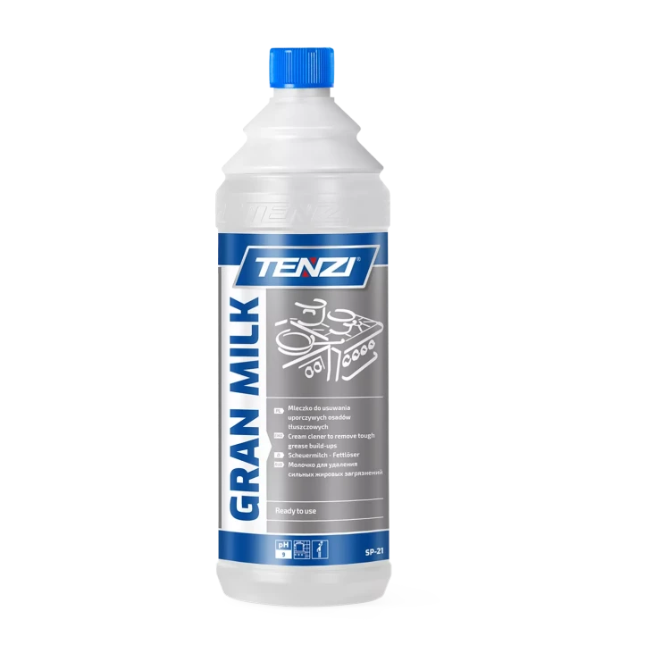 Tenzi Gran Milk 1 l, biała butelka mleczka do czyszczenia z niebieską zakrętką