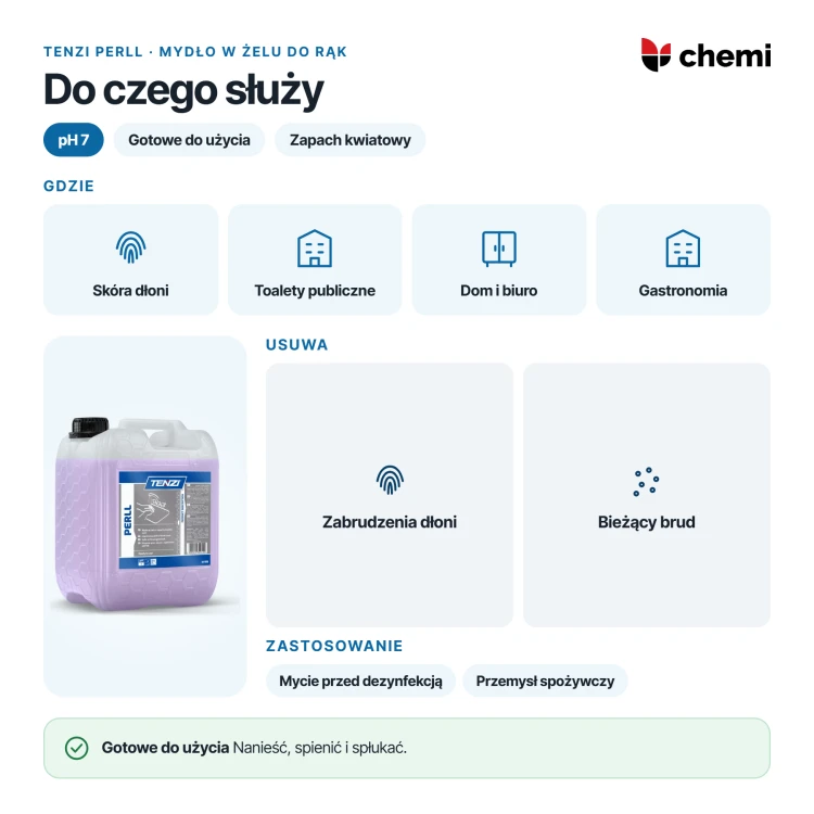 Tenzi Perll 5 l: mydło do rąk: codzienna higiena i mycie przed dezynfekcją, pH 7