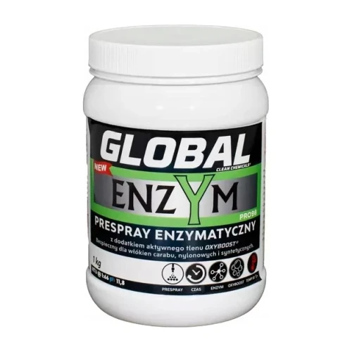 Global Enzym Pro98 1 kg – enzymatyczny prespray do prania dywanów i tapicerki, pojemnik