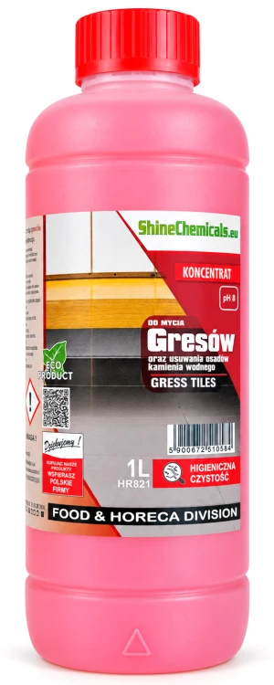 ShineChemicals Gress Tiles, różowy płyn w butelce 1 l z czerwoną nakrętką