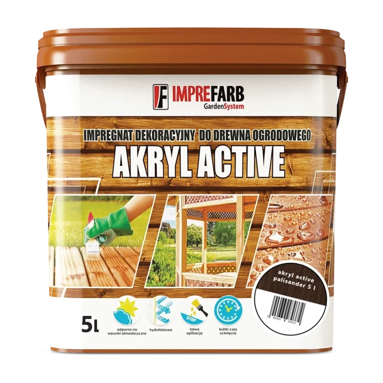 ImpreFarb Akryl Active Palisander 5 l, wiadro – wodny impregnat koloryzujący do drewna