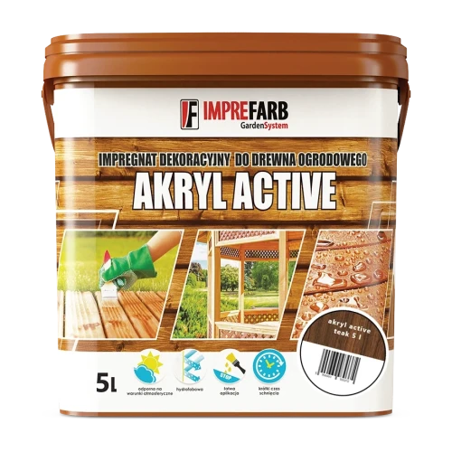 ImpreFarb Akryl Active Teak 5 l, wiadro – wodny impregnat koloryzujący do drewna
