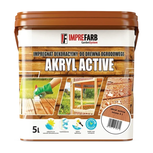 ImpreFarb Akryl Active Sosna 5 l, wiadro – wodny impregnat koloryzujący do drewna