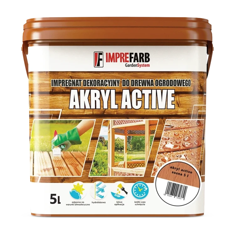 ImpreFarb Akryl Active Sosna 5 l, wiadro – wodny impregnat koloryzujący do drewna