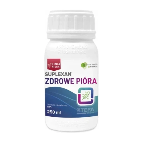 Suplexan Zdrowe Pióra 250 ml, witaminy dla kur na pióra, butelka