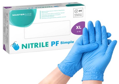 Pudełko Master Glove Nitrile PF Simple, rękawice niebieskie, rozmiar XL