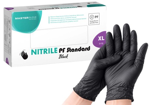 Pudełko Master Glove Nitrile Standard Black+, rękawice czarne, rozmiar XL