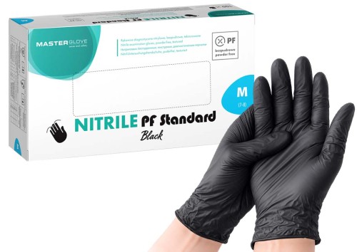Pudełko Master Glove Nitrile Standard Black+, rękawice czarne, rozmiar M