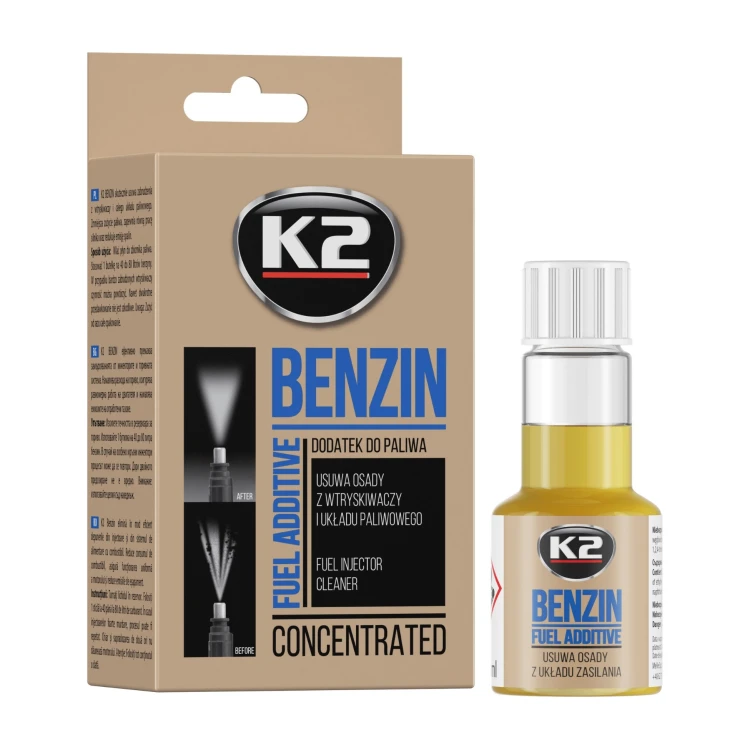 K2 Benzin – dodatek do benzyny do czyszczenia układu paliwowego – 50 ml