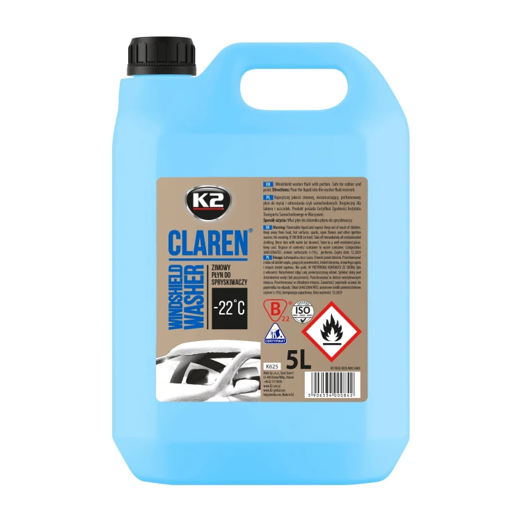 K2 Claren -22°C – zimowy płyn do spryskiwaczy – 5 l