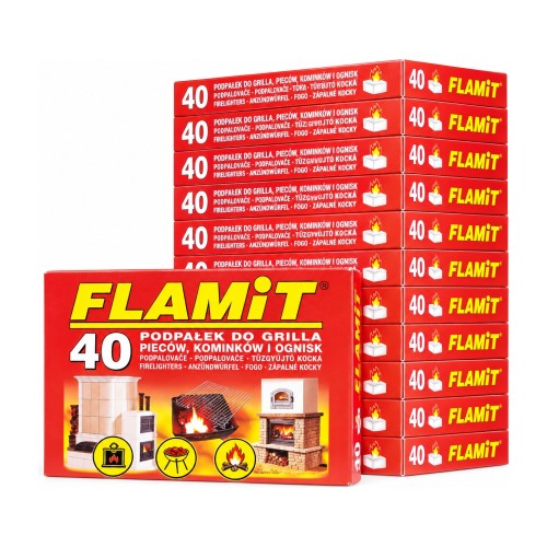 FLAMiT biała podpałka w kostce – zestaw 12 × 40 kostek