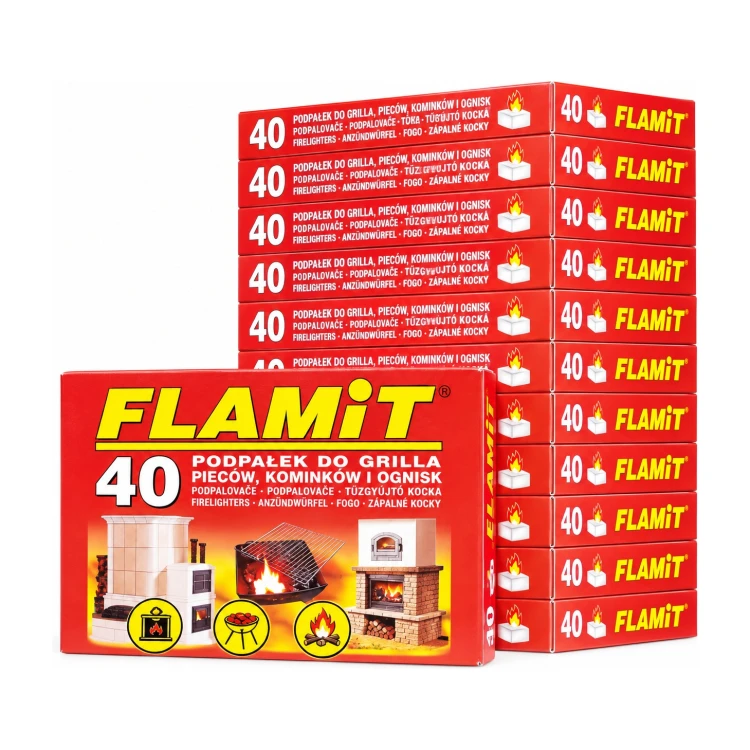 FLAMiT biała podpałka w kostce – zestaw 12 × 40 kostek