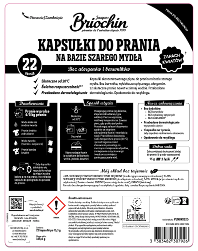 Briochin Szare mydło – kapsułki do prania o zapachu kwiatów – 22 szt. (336,6 g) – zdjęcie 2