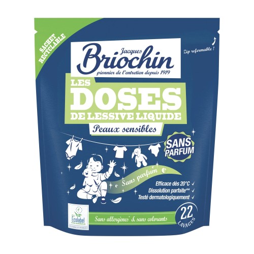 Briochin Peaux Sensibles – bezzapachowe kapsułki do prania – 22 szt. (336,6 g)