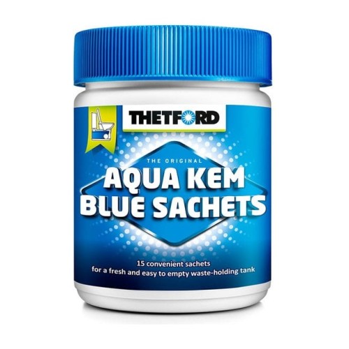 Thetford Aqua Kem Blue Sachets, opakowanie 15 saszetek do zbiornika na nieczystości