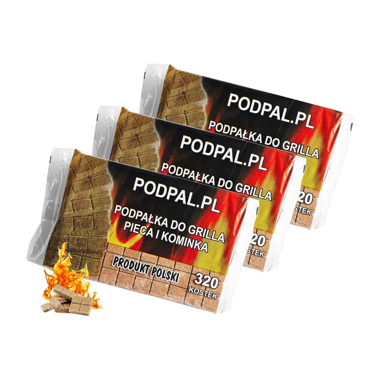 Podpałka do grilla, pieca i kominka PODPAL.PL – 3 × 320 kostek