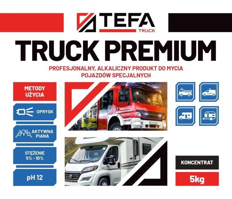Alkaliczny środek do mycia pojazdów specjalnych TEFA Truck Premium – 5 kg – zdjęcie 2