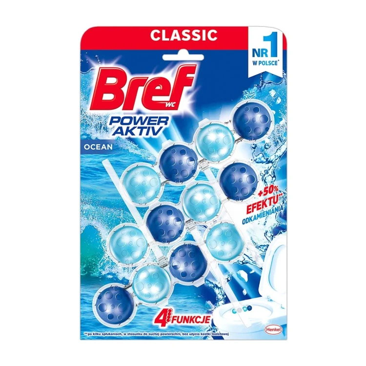 Kostka do WC Bref Power Aktiv Classic Ocean – 3 × 50 g
