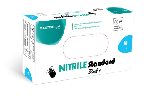 Pudełko Master Glove Nitrile Standard Black+, rękawice czarne, rozmiar M