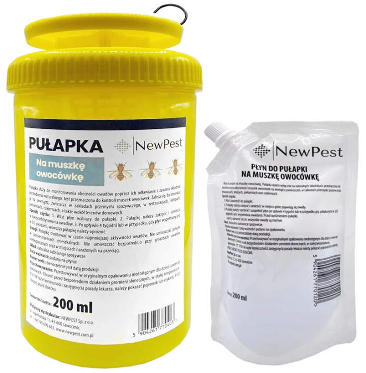 Pułapka na muszki owocówki NewPest z płynem wabiącym – 200 ml – zdjęcie 2