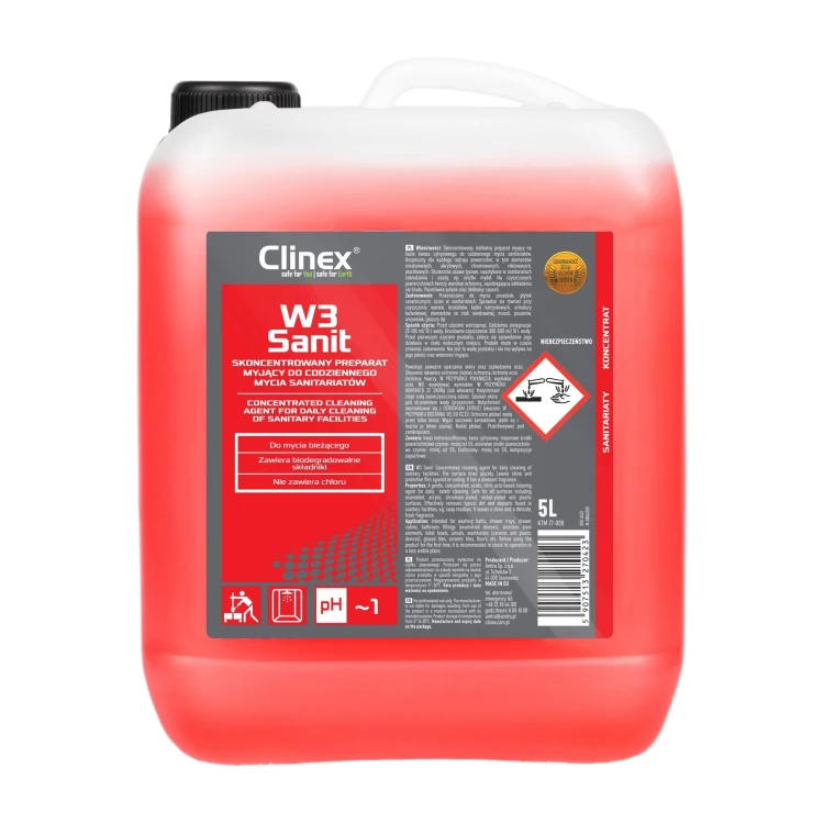 Clinex W3 Sanit – płyn do mycia łazienki – 5 l