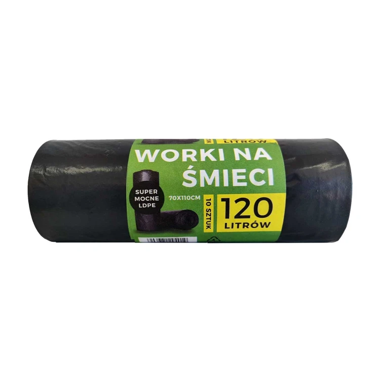 Worki na śmieci czarne LDPE 120 l, 10 szt.