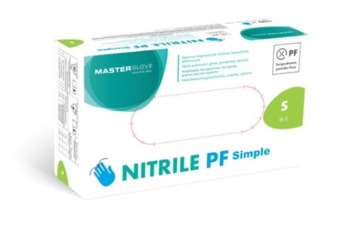 Pudełko Master Glove Nitrile PF Simple, rozmiar S, niebieskie rękawice nitrylowe, 100 sztuk